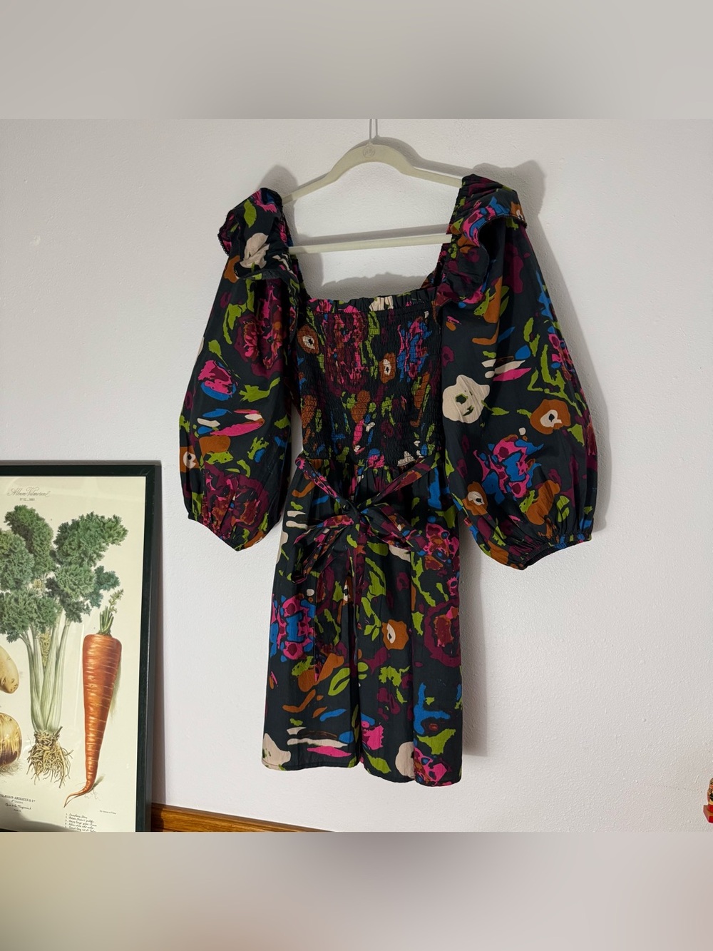 Cleobella dark floral Kira mini dress with belt size Medium